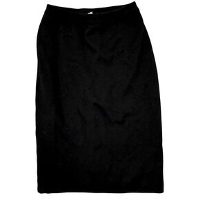 CHACOK Skirt Womens T 2 Black Lambswool Knit Pencil Knee Length Made France